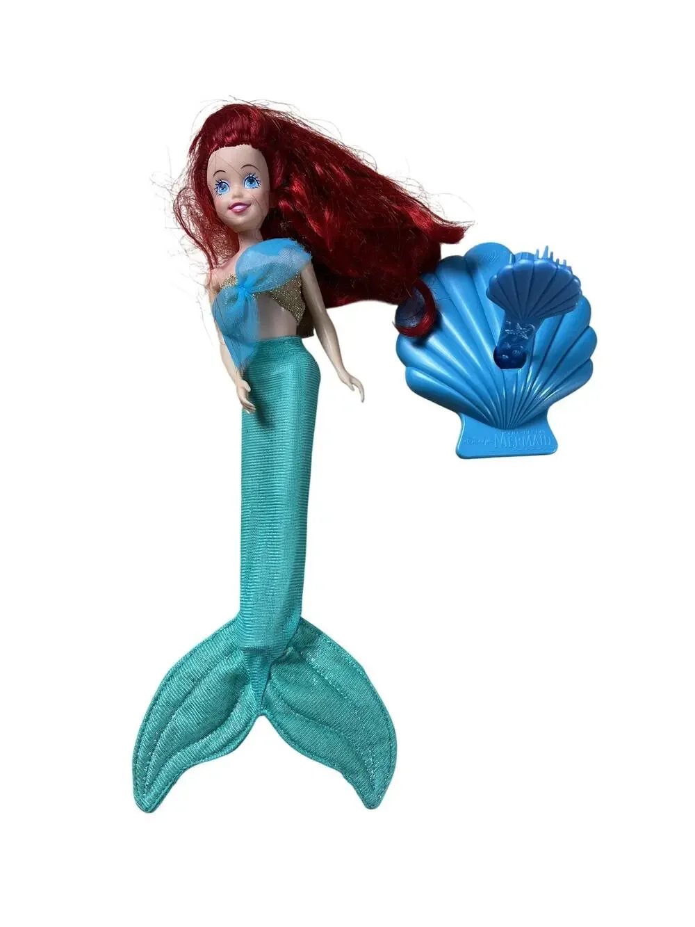 Vintage Disney Ariel Mermaid Doll The Little Mermaid Red Hair Teal Tail 11 Inch